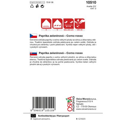 Osiva - Paprika zeleninová - sladká CORNO ROSSO, 10ks