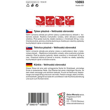 Osiva - Tykev VELTRUSKÁ OBROVSKÁ, 10ks